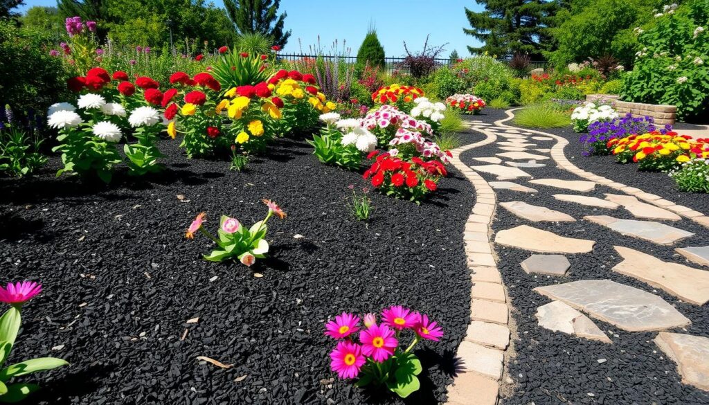 garden design with black mulch