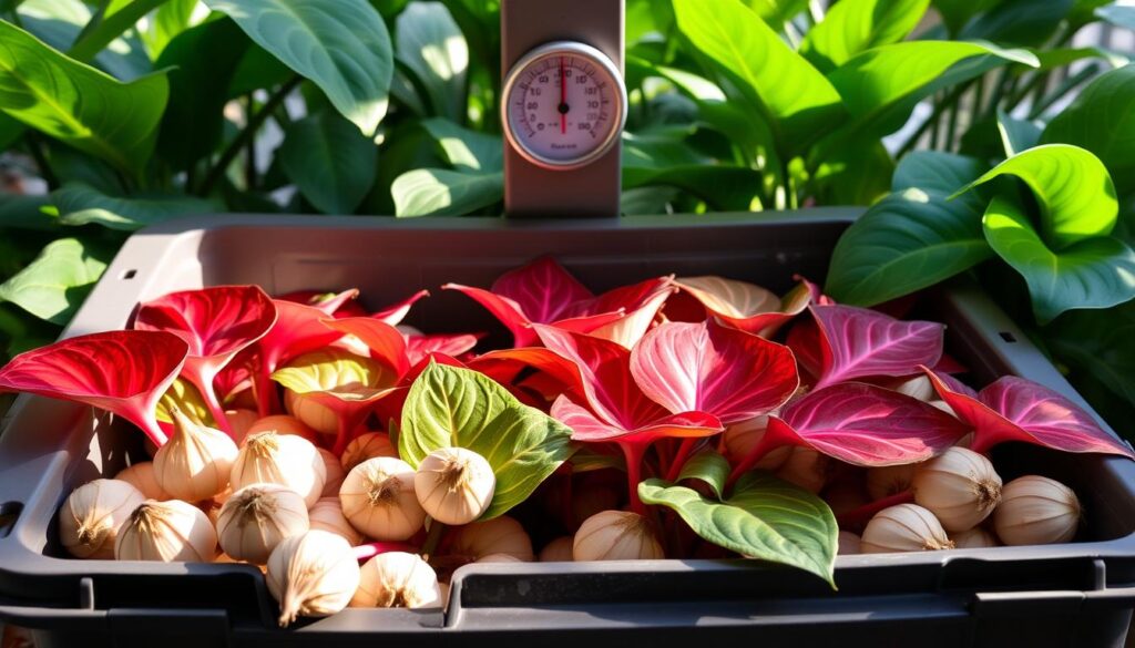 caladium bulb storage temperature