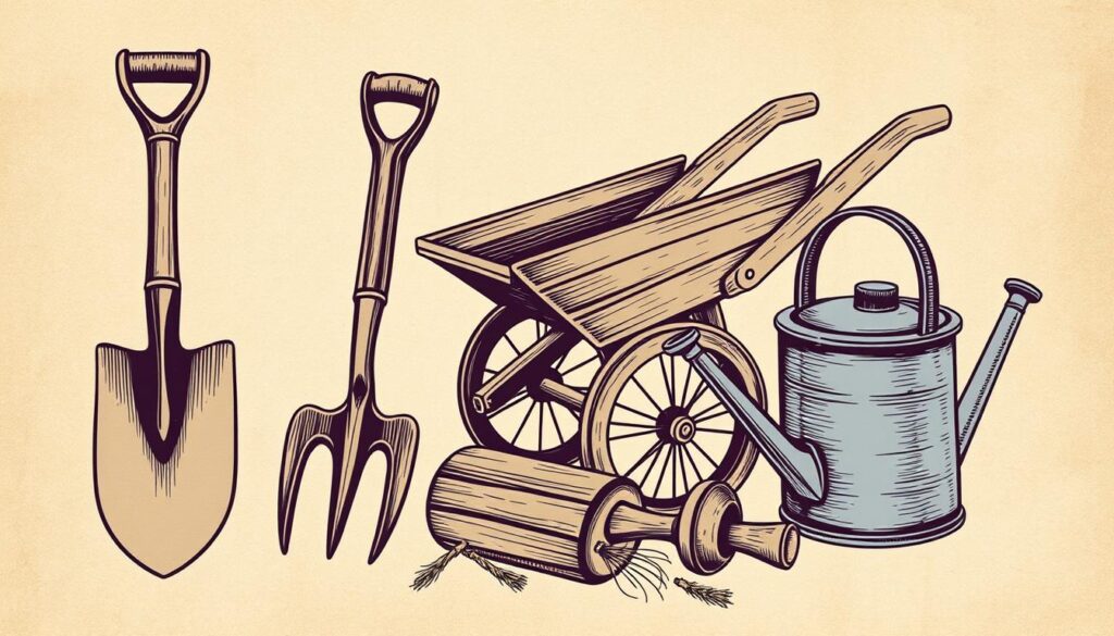 Vintage Gardening Tools Clipart